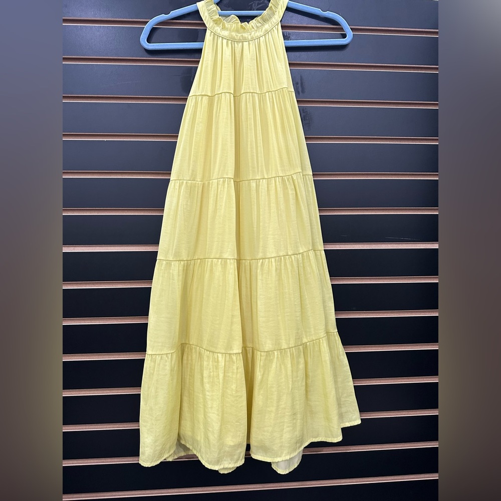Skies Are Blue Sunny Yellow Tiered Maxi halter dress